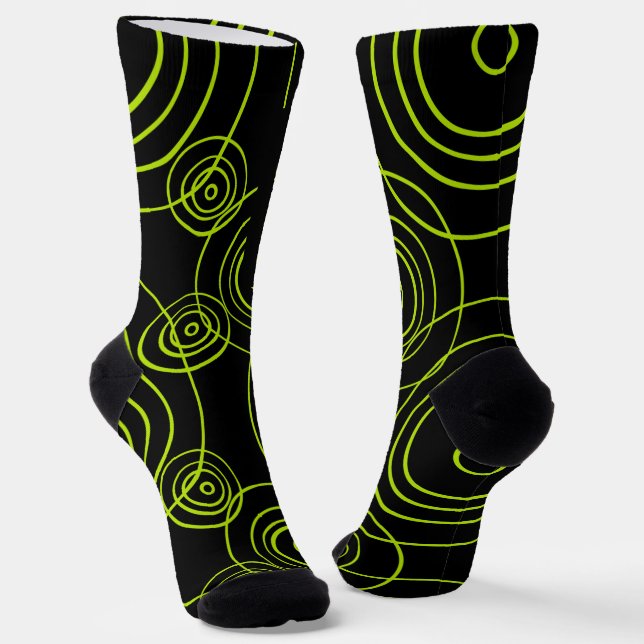 Lime Green Rain Ripples pattern Socks (Angled)