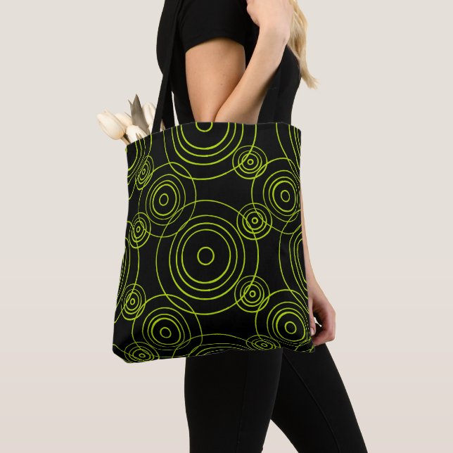 Lime Green Rain Ripples pattern Tote Bag (Close Up)