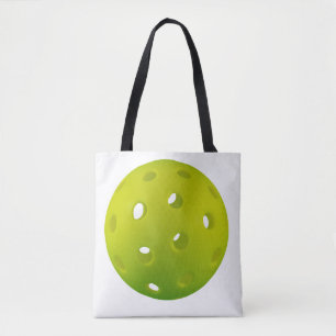 Lime green real pickleball , 2-sided tote bag