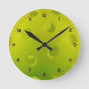 Lime green real pickleball round clock