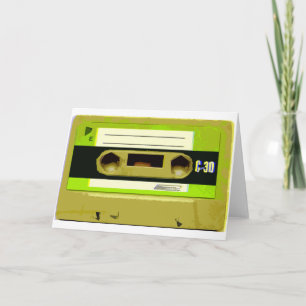 Lime Green Retro Cassette Tape Holiday Card