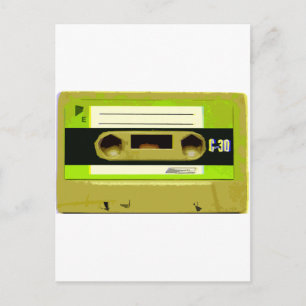 Lime Green Retro Cassette Tape Postcard