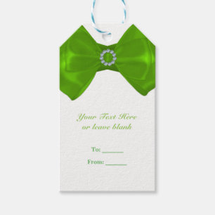 Lime Green Ribbon Bow & Diamonds Bridal Shower Gift Tags