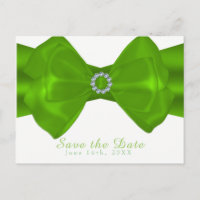 Lime Green Ribbon & Diamonds Elegant Save the Date