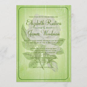 Lime Green Rustic Floral Wedding Invitations