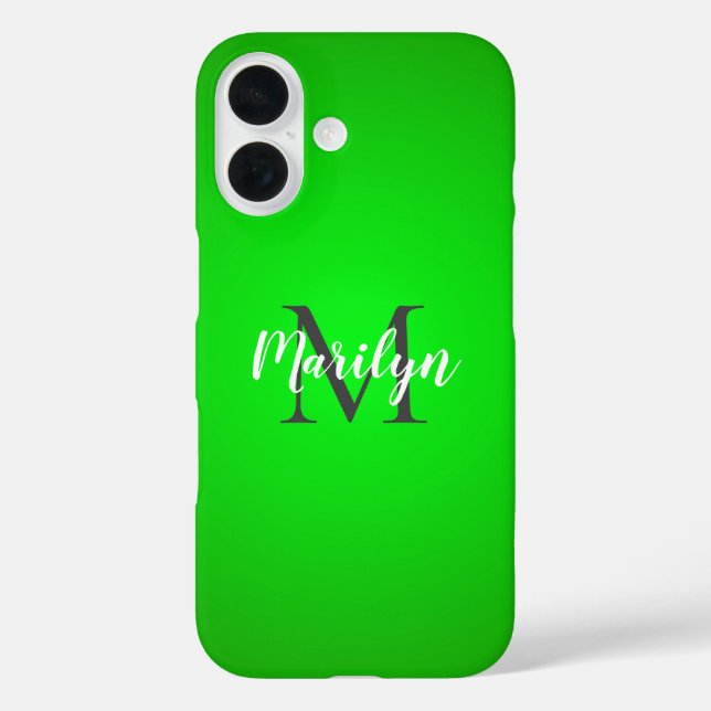Lime green shaded, your name and intial Case-Mate iPhone case (Back)
