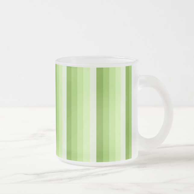 Lime green shadow stripes frosted glass coffee mug (Right)