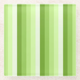 Lime green shadow stripes glass coaster