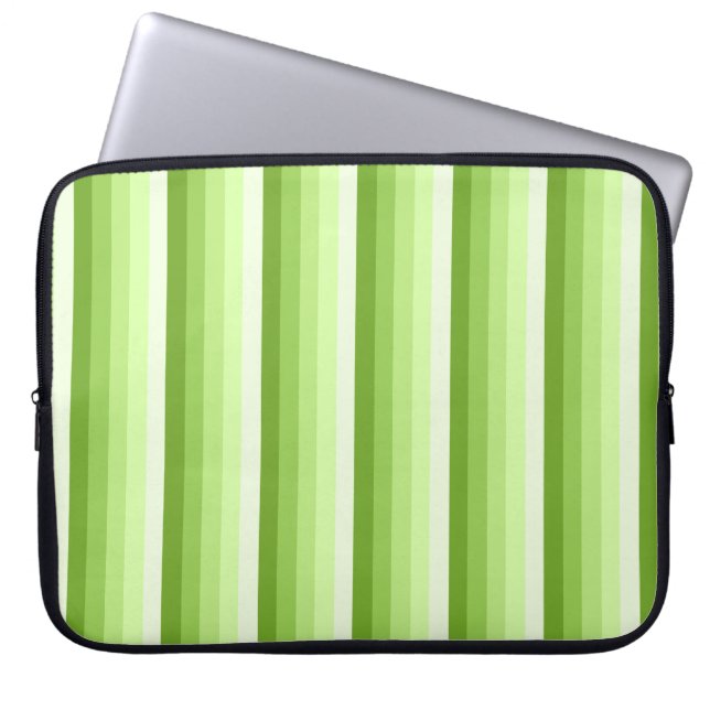 Lime green shadow stripes laptop sleeve (Front)