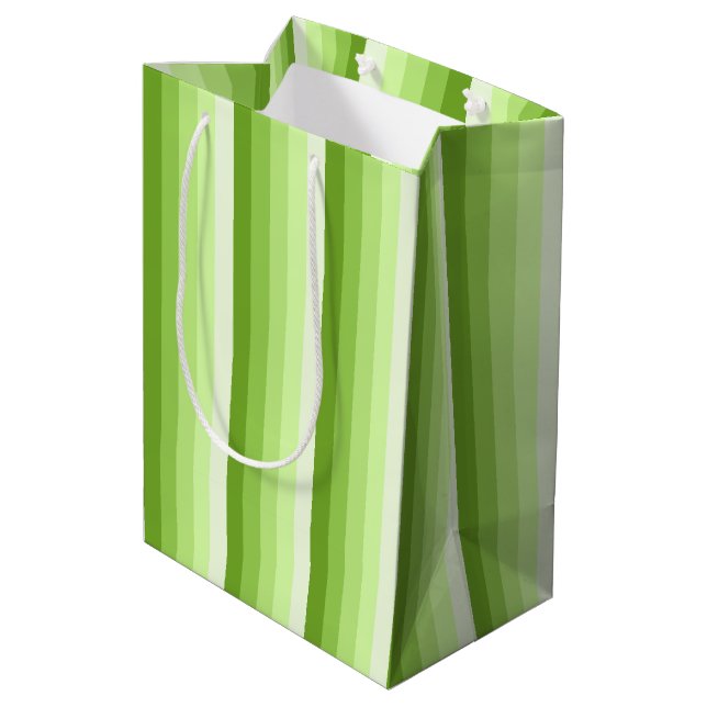 Lime green shadow stripes medium gift bag (Back Angled)