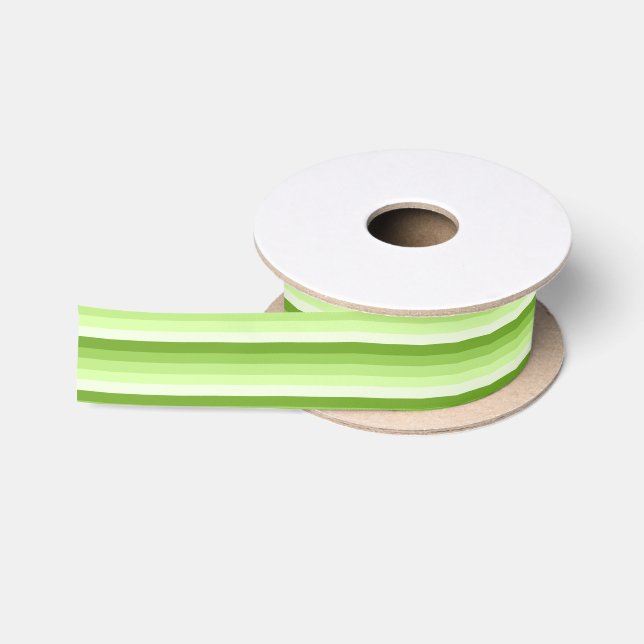Lime green shadow stripes satin ribbon (Spool)