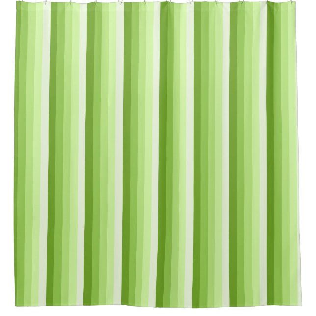 Lime green shadow stripes shower curtain (Front)