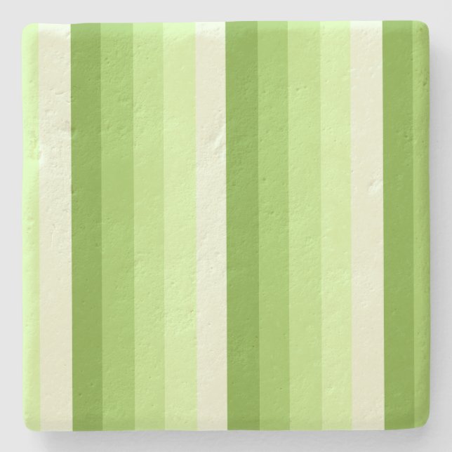 Lime green shadow stripes stone coaster (Front)