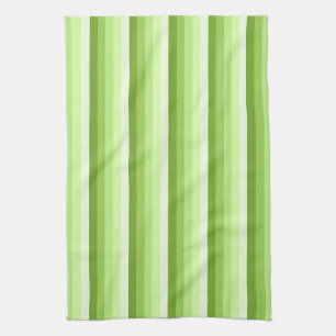 Lime green shadow stripes tea towel