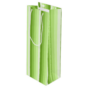 Lime green shadow stripes wine gift bag