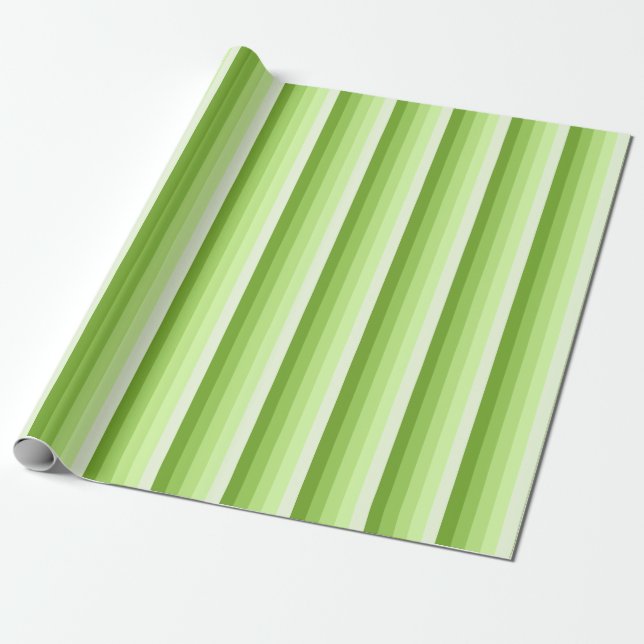 Lime green shadow stripes wrapping paper (Unrolled)