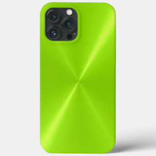 Lime Green Shiny Stainless Steel Metal iPhone 13 Pro Max Case