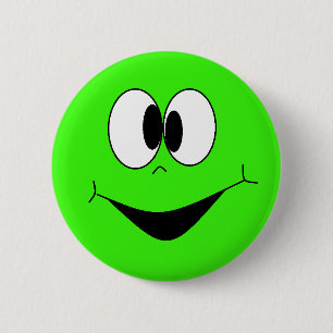 Lime Green Silly Googlie Eyes Face Button