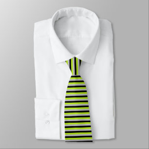Lime Green, Silver and Black Stripes Tie