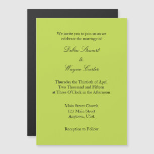 Lime Green Simple Magnetic Wedding Invitation