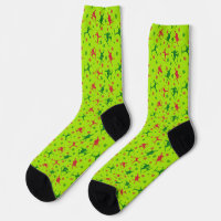Lime Green Ski Tricks Pattern Christmas