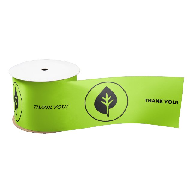 Lime Green Small Business Custom Logo & Text Satin Ribbon (Spool)