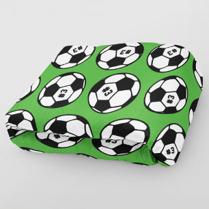 Lime Green Soccer Ball Number Pattern Fleece Blanket