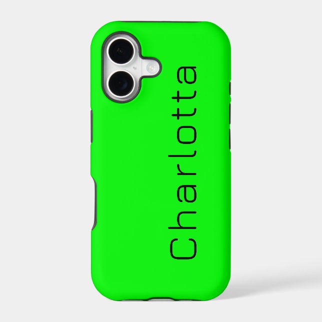 Lime Green Solid Colour | Minimalist Name (Back)
