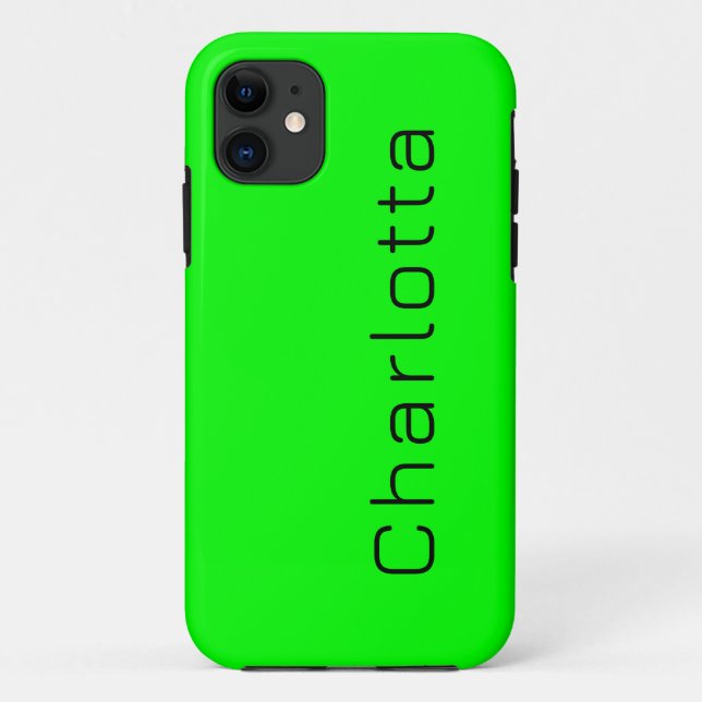 Lime Green Solid Colour | Minimalist Name Case-Mate iPhone Case (Back)