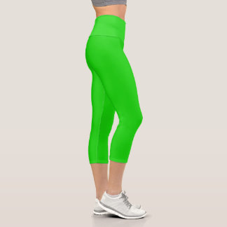 Lime Green Solid Plain Colour Capri Leggings