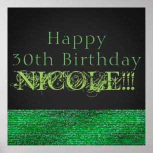 Lime Green Sparkle Modern Glam Sequin Party Banner Poster