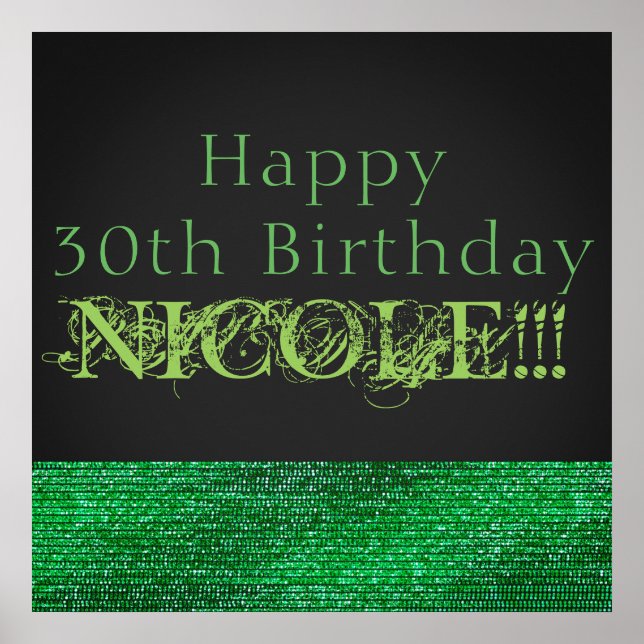 Lime Green Sparkle Modern Glam Sequin Party Banner Poster (Front)
