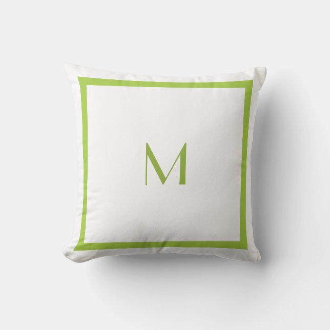 Lime Green Squares With Monogram Cushion (Front)