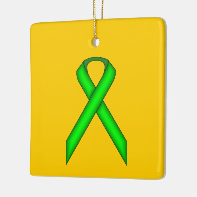 Lime Green Standard Ribbon by Kenneth Yoncich Ceramic Tree Decoration (Left)