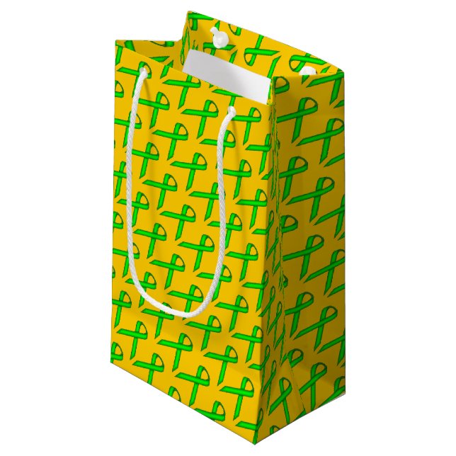Lime Green Standard Ribbon by Kenneth Yoncich Small Gift Bag (Front Angled)