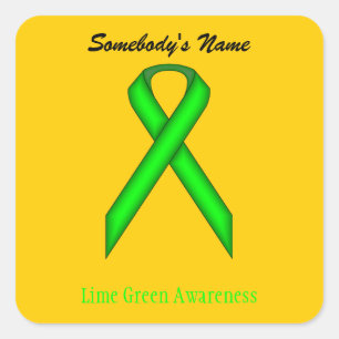 Lime Green Standard Ribbon by Kenneth Yoncich Square Sticker