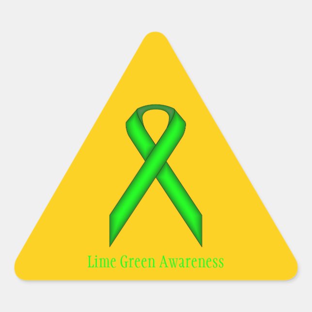 Lime Green Standard Ribbon by Kenneth Yoncich Triangle Sticker (Front)