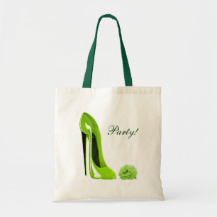 Lime Green Stiletto Shoe and Rose Tote Bag
