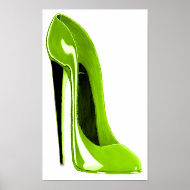 Lime Green Stiletto Shoe Print (Front)