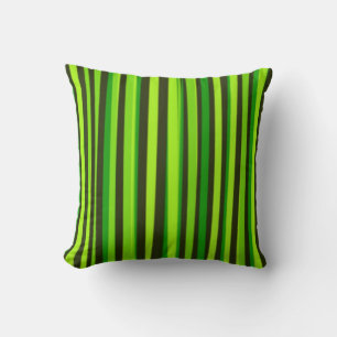 Lime green Striped Abstract acrylic painting Cushion