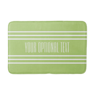 Lime Green Stripes Custom Text bath mats