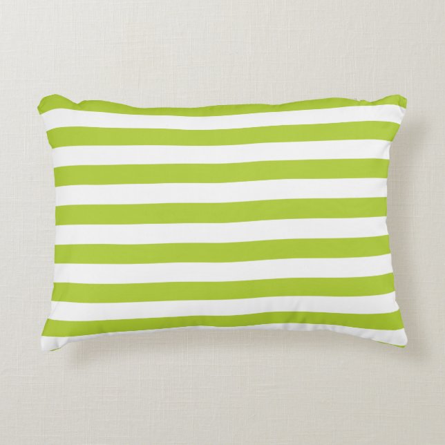 Lime Green Stripes Decorative Cushion (Front)