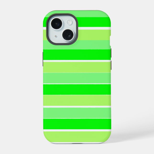 Lime Green Stripes iPhone 15 Case (Back)