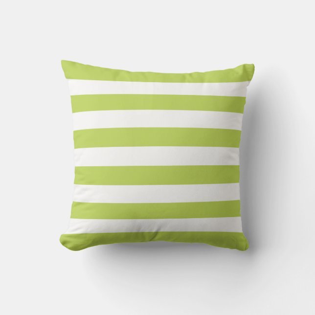 Lime Green Stripes Pattern Cushion (Front)