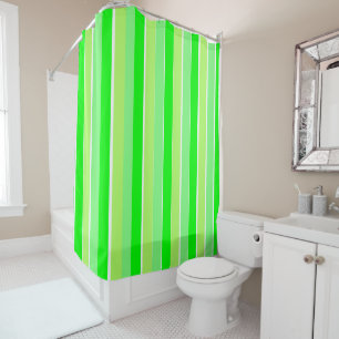 Lime Green Stripes Shower Curtain
