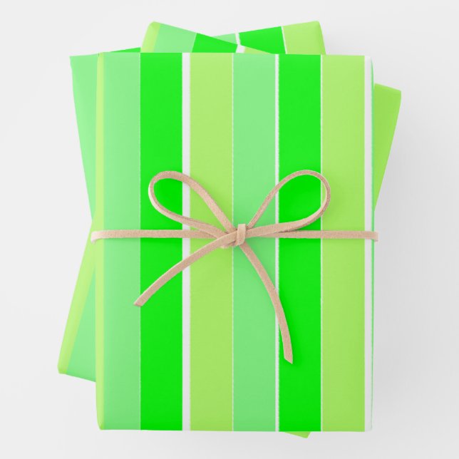 Lime Green Stripes Wrapping Paper Sheet (In situ)