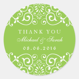 Lime Green Swirl Flower Bridal Shower Sticker