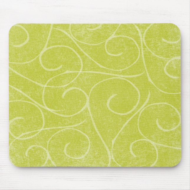 Lime Green Swirls Mouse Mat (Front)