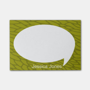 Lime Green Talk Bubble Rounded Personalised Post-it Notes