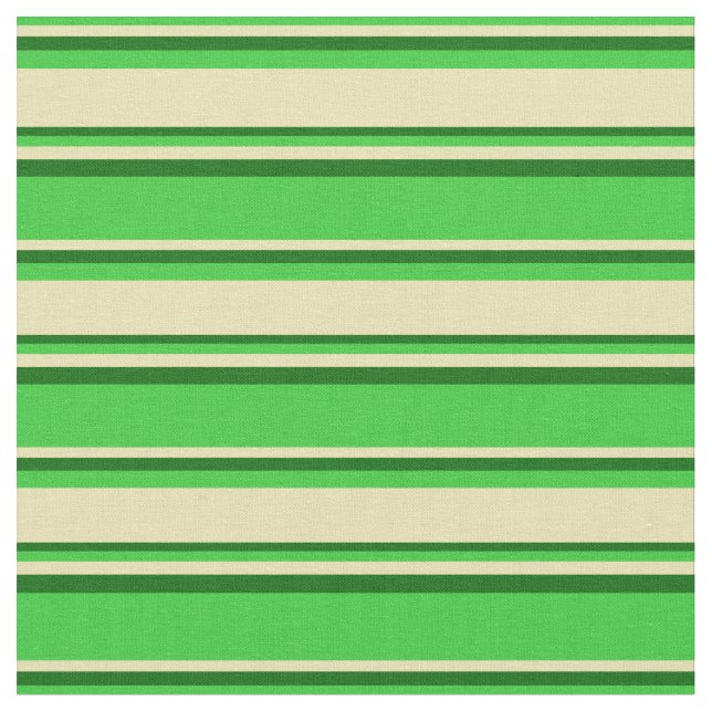 Lime Green, Tan, and Dark Green Coloured Lines Fabric (Close Up)